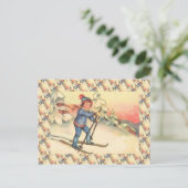  skischijf, meisje op de helling briefkaart (Staand voorkant)