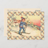  skischijf, meisje op de helling briefkaart (Voorkant / Achterkant)