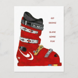 skischoen gaan skiën glijden leuk briefkaart