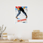 skischoen, man op ski, oud poster (Keuken)
