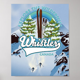 skisposter van flessler Canada. Briefkaart Poster