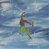 Skisprong kunst sticker (Voorkant)