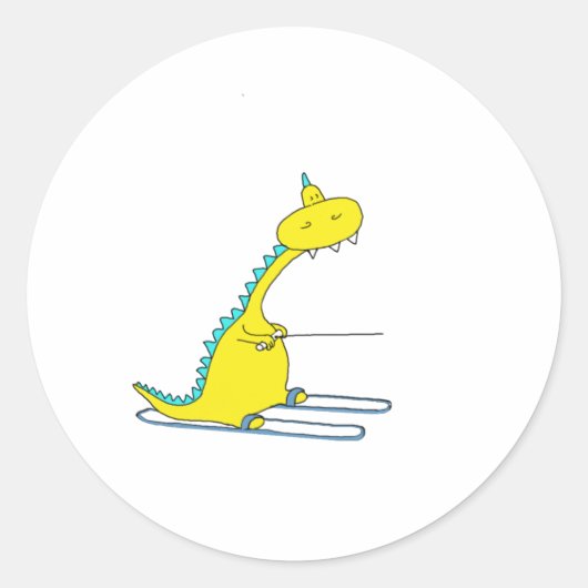 skistdino ronde sticker (Voorkant)
