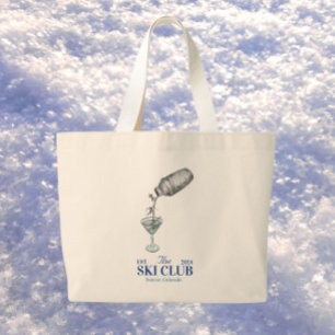 Skitocht waterverf blauw grote tote bag