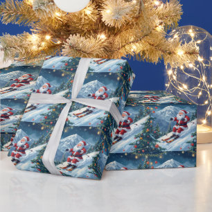 Skivakantie met de Kerstman op de berg Cadeaupapier