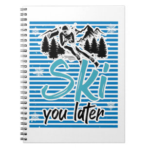 Skivakantie wintergeschenk skiërs notitieboek