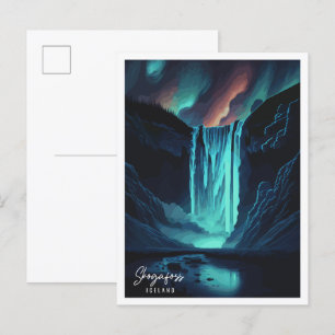 Skogafoss Engeland vintage reisillustratie Briefkaart