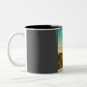 Skogafoss Iceland Retro Waterfall Nationaal Park T Tweekleurige Koffiemok