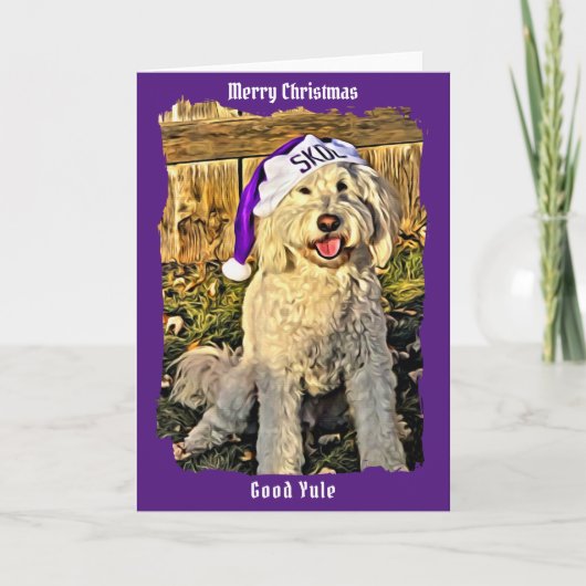 SKOL Golden doodle Chien Christmas Yule Carte de v (Devant)