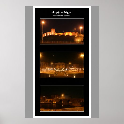 Skopje 's nachts poster (Voorkant)