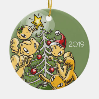 Skribbles de Kattenfamilie: maak de boom in orde Keramisch Ornament