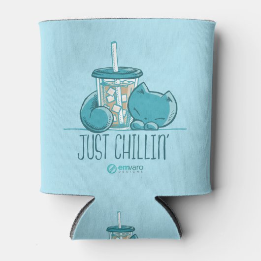 Skribbles: Gewoon chillin' (blauw) Blikjeskoeler (Voorkant)