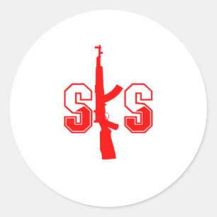 SKS Aanval Geweer Logo Red.png Ronde Sticker