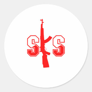 SKS Aanval Geweer Logo Red.png Ronde Sticker