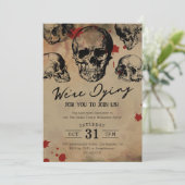  Skull Adult Halloween Party Kaart (Staand voorkant)