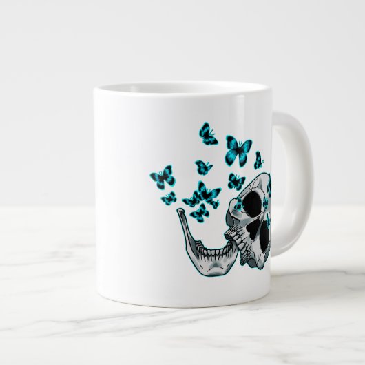 Skull and Blue Butterflies Mug (Devant droit)