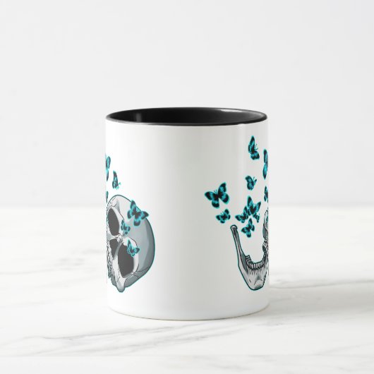 Skull and Blue Butterflies Mug (Centre)