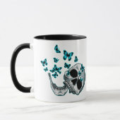 Skull and Blue Butterflies Mug (Gauche)