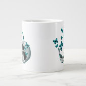 Skull and Blue Butterflies Mug Extra Grote Beker (Voorkant)