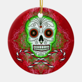 Skull and Candy Canes Ornament