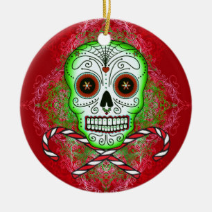 Skull and Candy Canes Ornament