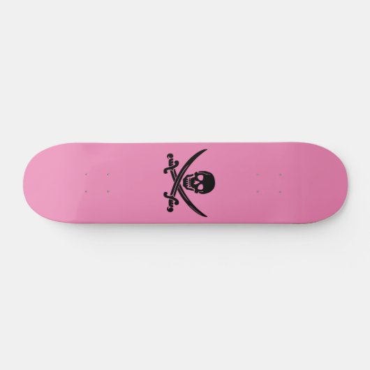 SKULL AND CROSSBONES PINK SKATEBOARD DECK (Horz)
