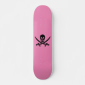 SKULL AND CROSSBONES PINK SKATEBOARD DECK (Devant)