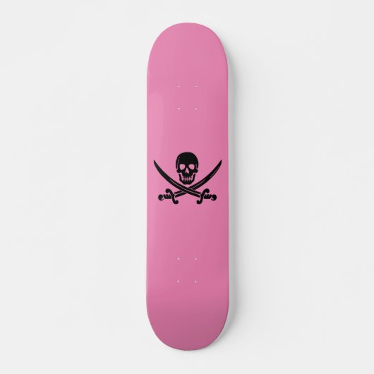 SKULL AND CROSSBONES PINK SKATEBOARD DECK (Devant)