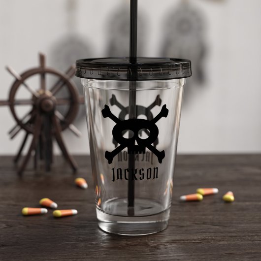 Skull and Crossbones Pirate Name Acryl Tumbler Acryl Drinkbeker
