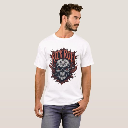 Skull and Crossbones Rock Anthem T-shirts ontwerp (Voorkant volledig)