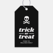 Skull and Crossbones Trick or treat Party Favoriet Cadeaulabel (Voorkant)