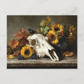 Skull and Crow Herfst Stilleven Briefkaart (Voorkant)