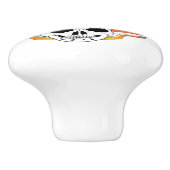 Skull And Flames Design Personalised Keramische Knop (Zijkant)