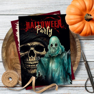 Skull and Ghost Mystic Halloween Party Uitnodiging
