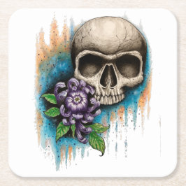 "Skull and Mum" Custom Designer Drink Coasters Vierkante Kartonnen Onderzetter