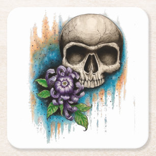 "Skull and Mum" Custom Designer Drink Coasters Vierkante Kartonnen Onderzetter