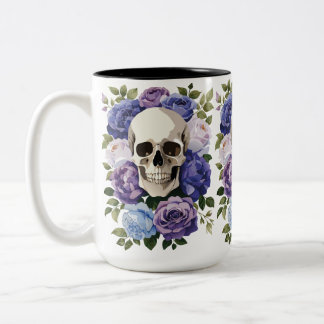 Skull and Roses – Gothic Floral Tweekleurige Koffiemok