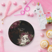 Skull and Rozen Burgundy Black Grunge Personalized Papieren Bordje (Feest)