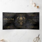 Skull and Spider Web Uitnodiging voor Halloween Pa (Binnen)