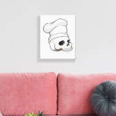 Skull as Cook with Chef hat Canvas Afdruk (Insitu (Woonkamer))