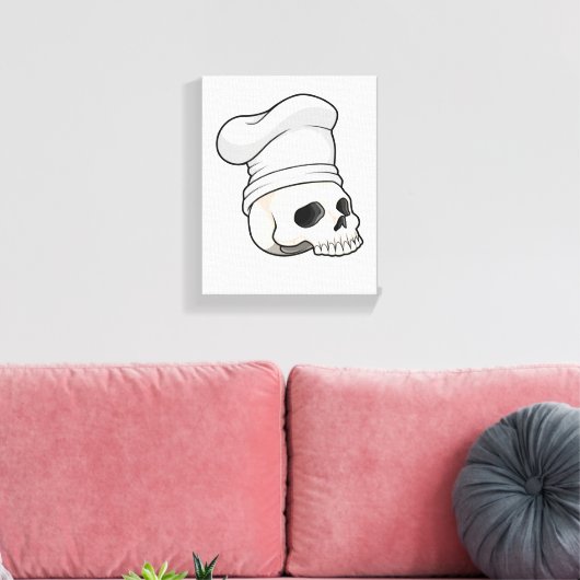 Skull as Cook with Chef hat Canvas Afdruk (Insitu (Woonkamer))