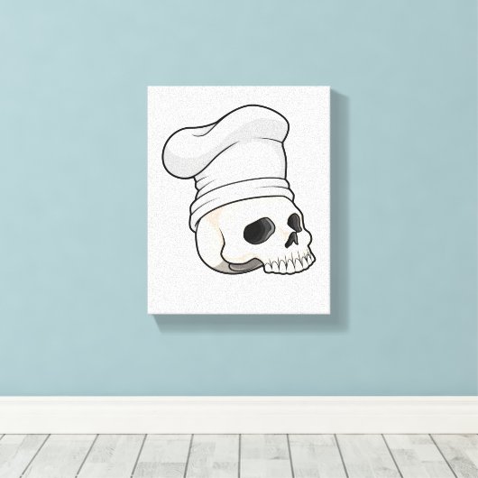 Skull as Cook with Chef hat Canvas Afdruk (Insitu (Houten vloer))