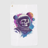Skull Astronaut Explorer Golfhanddoek (Voorkant)