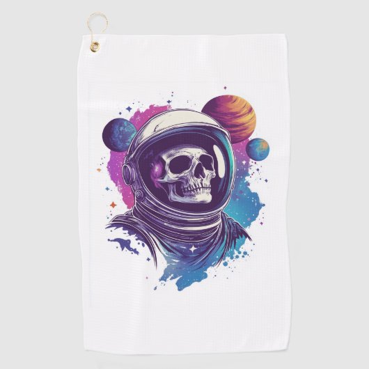 Skull Astronaut Explorer Golfhanddoek (Voorkant)