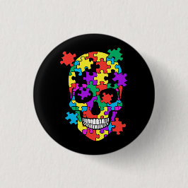 Skull Autism Awareness Mam Pap Kind Autism Support Ronde Button 3,2 Cm