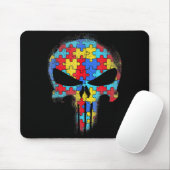 Skull Autism Awareness T-shirt mam Pap Kinder Auti Muismat (Met muis)