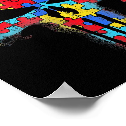 Skull Autism Awareness T-shirt mam Pap Kinder Auti Poster (Hoek)