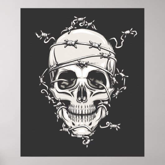 Skull Barbed Wire Poster (Voorkant)