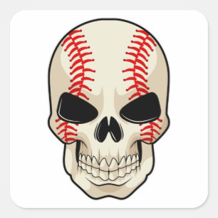 Skull Baseball Sports Vierkante Sticker