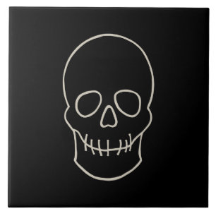 Skull - Bat Black en Bone White Tegeltje